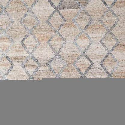 4' X 6' Gray Ivory And Tan Geometric Hand Woven Stain Resistant Area Rug With Fringe HomeRoots