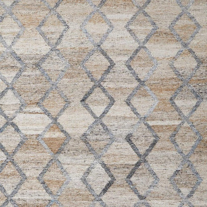 4' X 6' Gray Ivory And Tan Geometric Hand Woven Stain Resistant Area Rug With Fringe HomeRoots