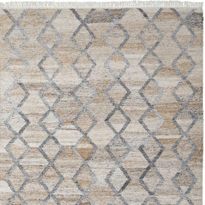 4' X 6' Gray Ivory And Tan Geometric Hand Woven Stain Resistant Area Rug With Fringe HomeRoots