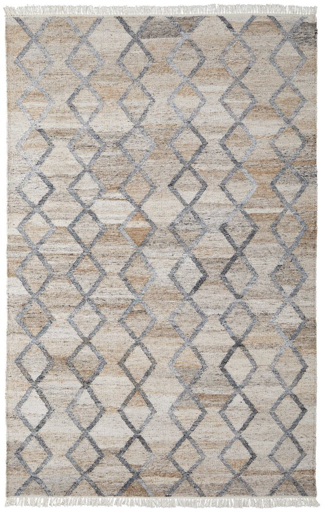 4' X 6' Gray Ivory And Tan Geometric Hand Woven Stain Resistant Area Rug With Fringe — view 28