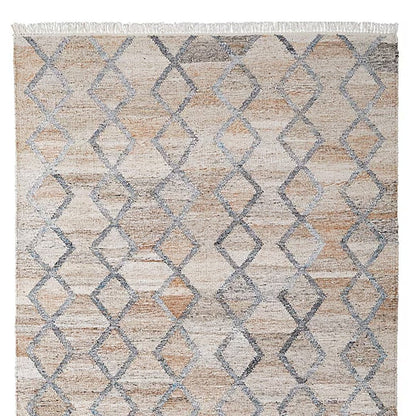 4' X 6' Gray Ivory And Tan Geometric Hand Woven Stain Resistant Area Rug With Fringe HomeRoots