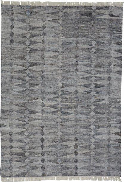 4' X 6' Gray And Black Geometric Hand Woven Area Rug With Fringe HomeRoots