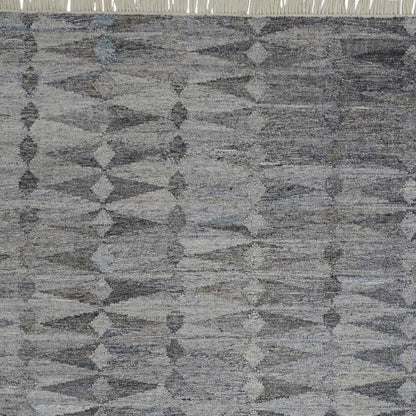 4' X 6' Gray And Black Geometric Hand Woven Area Rug With Fringe HomeRoots