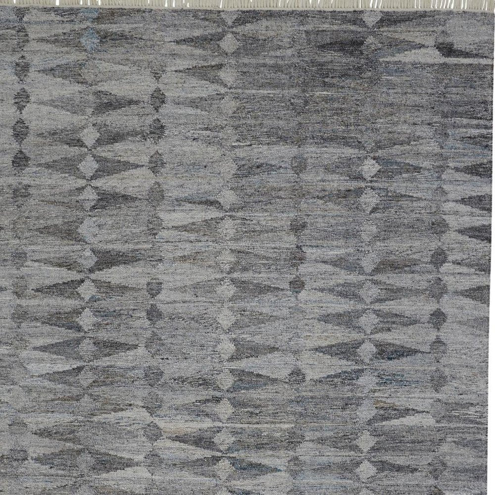4' X 6' Gray And Black Geometric Hand Woven Area Rug With Fringe — view 5
