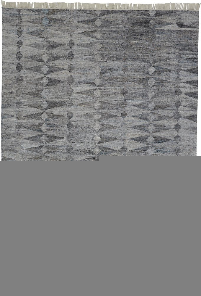 4' X 6' Gray And Black Geometric Hand Woven Area Rug With Fringe — view 23