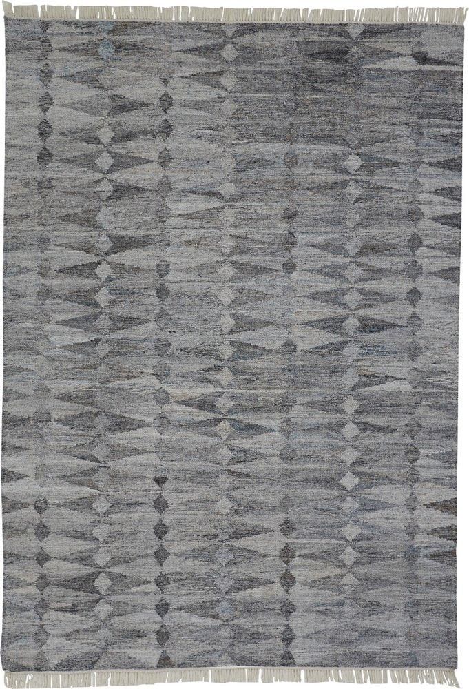 4' X 6' Gray And Black Geometric Hand Woven Area Rug With Fringe — view 17