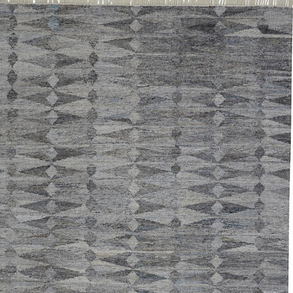 4' X 6' Gray And Black Geometric Hand Woven Area Rug With Fringe HomeRoots