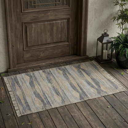 4' X 6' Gray Black And Brown Abstract Hand Woven Area Rug With Fringe HomeRoots