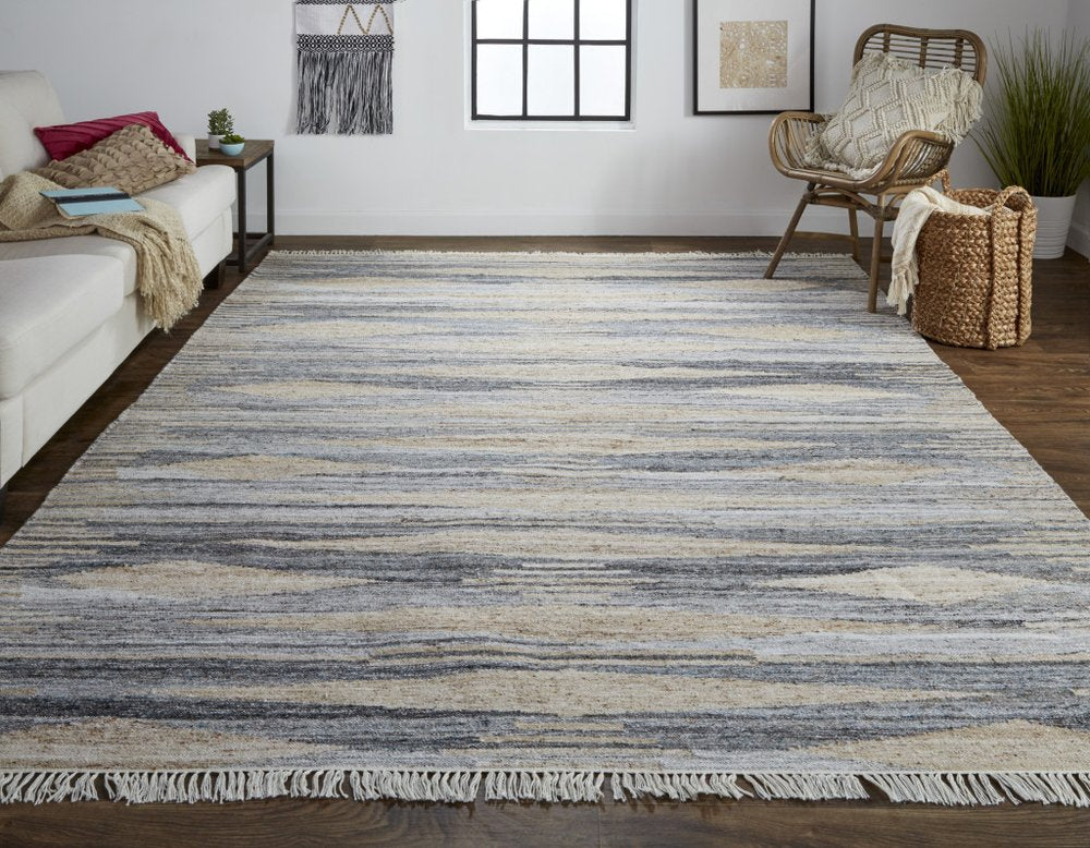 4' X 6' Gray Black And Brown Abstract Hand Woven Area Rug With Fringe HomeRoots