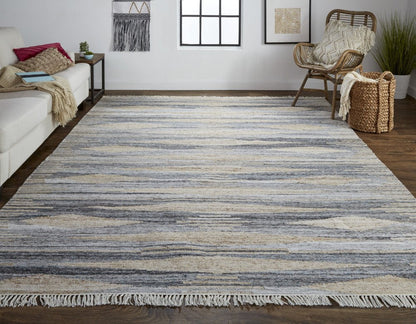 4' X 6' Gray Black And Brown Abstract Hand Woven Area Rug With Fringe HomeRoots
