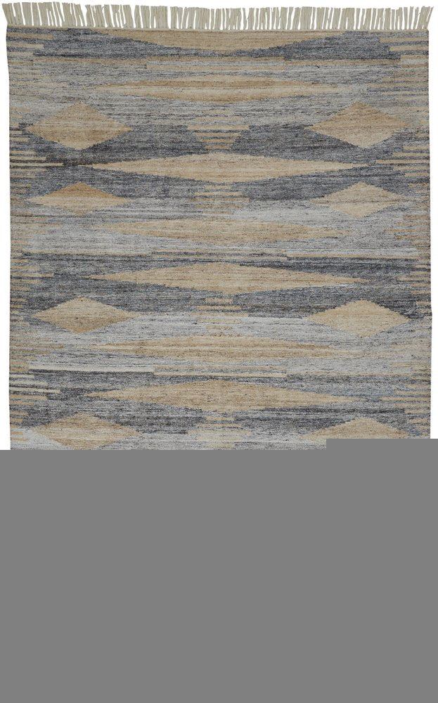 4' X 6' Gray Black And Brown Abstract Hand Woven Area Rug With Fringe HomeRoots