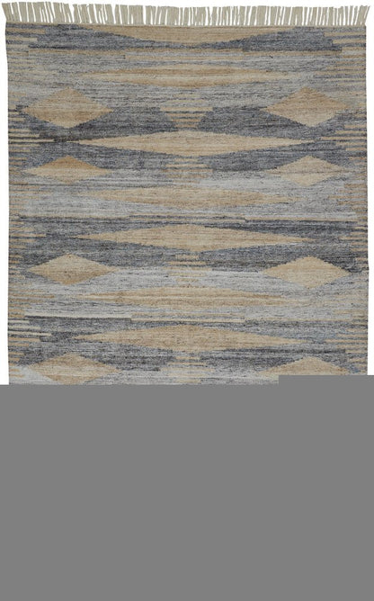 4' X 6' Gray Black And Brown Abstract Hand Woven Area Rug With Fringe HomeRoots