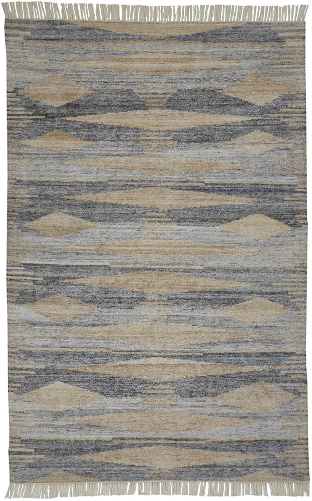 4' X 6' Gray Black And Brown Abstract Hand Woven Area Rug With Fringe — view 37