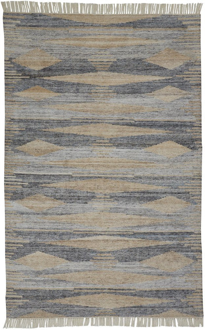4' X 6' Gray Black And Brown Abstract Hand Woven Area Rug With Fringe HomeRoots