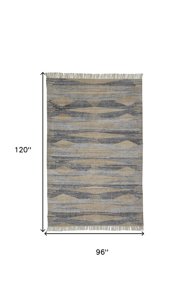 4' X 6' Gray Black And Brown Abstract Hand Woven Area Rug With Fringe HomeRoots