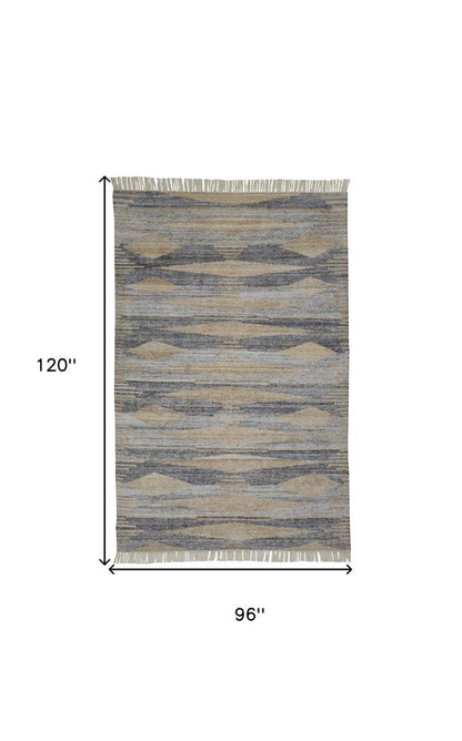 4' X 6' Gray Black And Brown Abstract Hand Woven Area Rug With Fringe HomeRoots