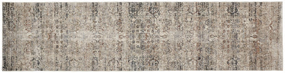 10' Taupe Ivory And Gray Abstract Distressed Runner Rug With Fringe - 27.0" (L) x 156.0" (W) x 0.6" (H)