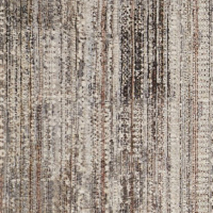 12' Ivory Gray And Black Abstract Distressed Runner Rug With Fringe - 24.0" (L) x 72.0" (W) x 0.28" (H)