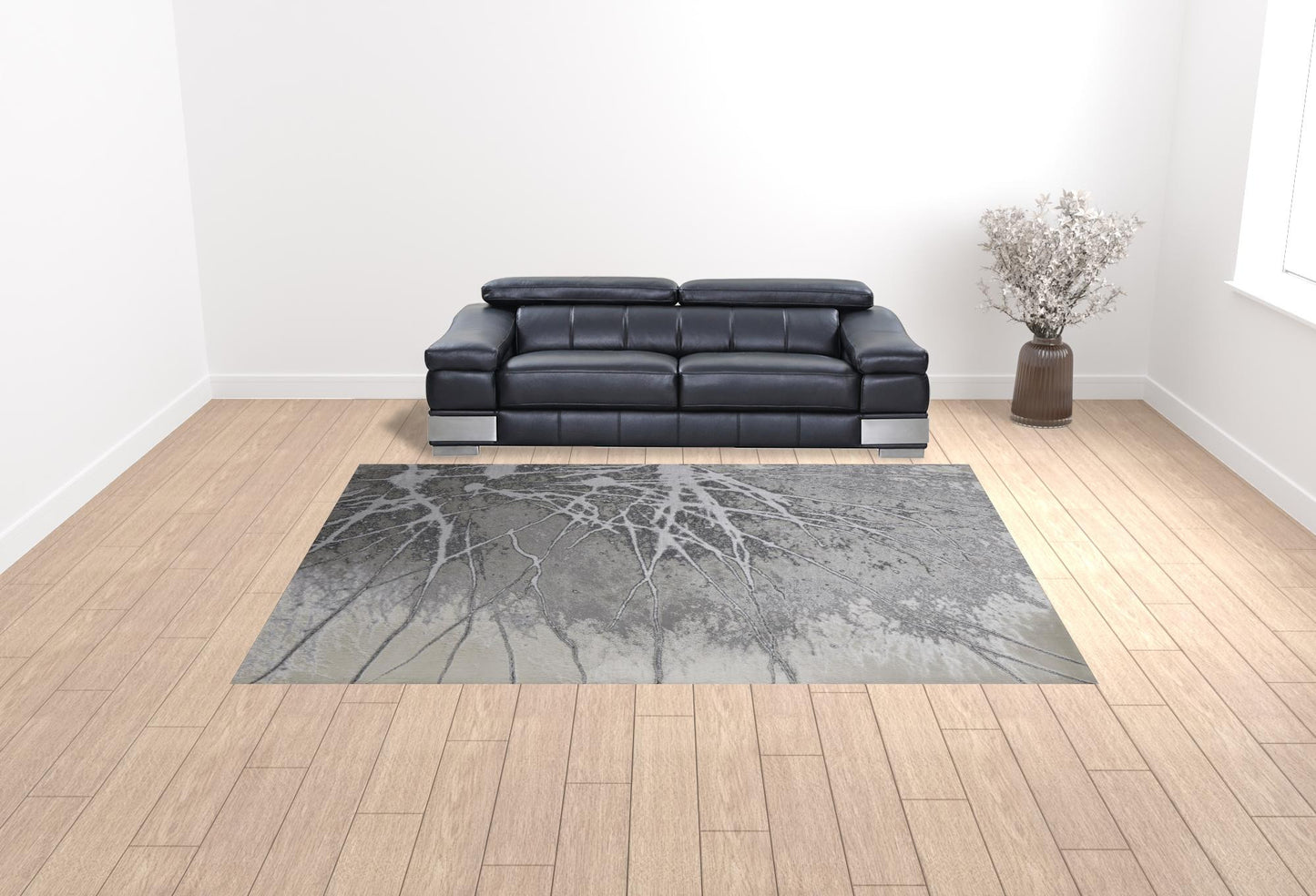 10' X 13' Gray Silver And Ivory Abstract Power Loom Area Rug - 24.0" (L) x 36.0" (W) x 0.5" (H)