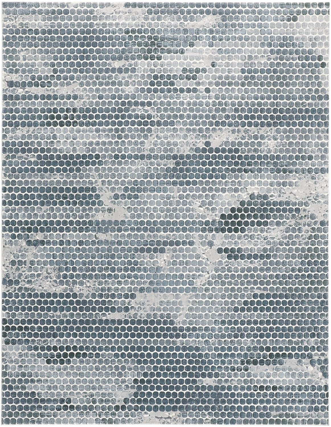 2' X 3' Blue And Gray Polka Dots Distressed Stain Resistant Area Rug - 45.0" (L) x 69.0" (W) x 1.0" (H) FurniFindUSA