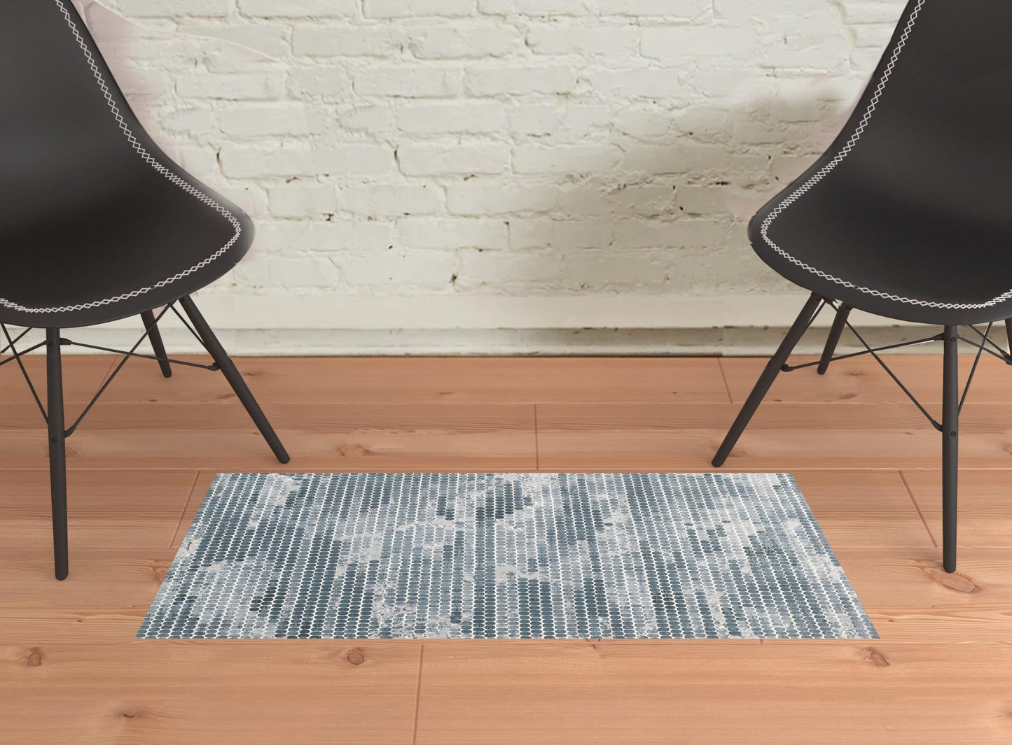2' X 3' Blue And Gray Polka Dots Distressed Stain Resistant Area Rug - 45.0" (L) x 69.0" (W) x 1.0" (H) FurniFindUSA