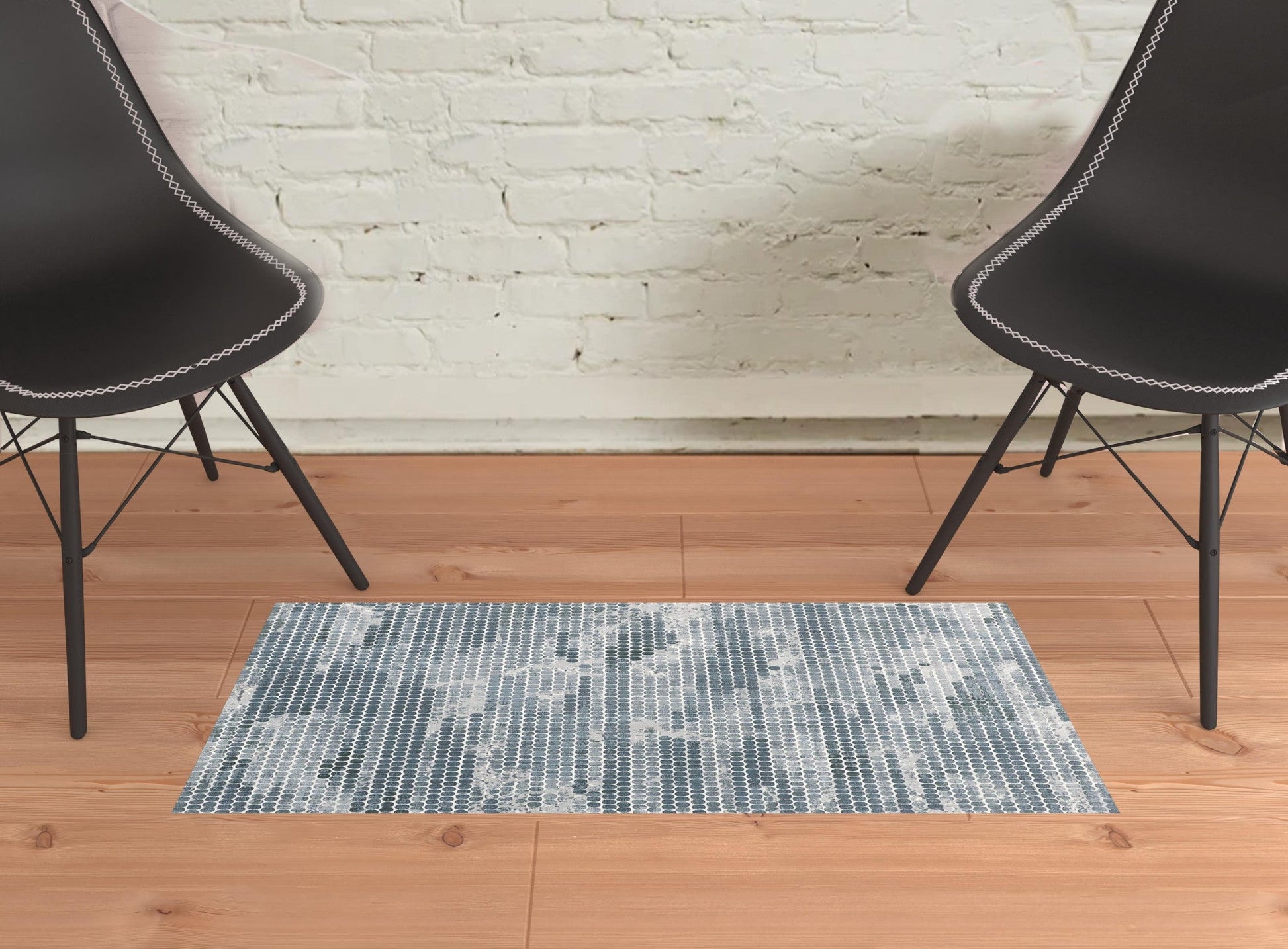 2' X 3' Blue And Gray Polka Dots Distressed Stain Resistant Area Rug - 45.0" (L) x 69.0" (W) x 1.0" (H) FurniFindUSA