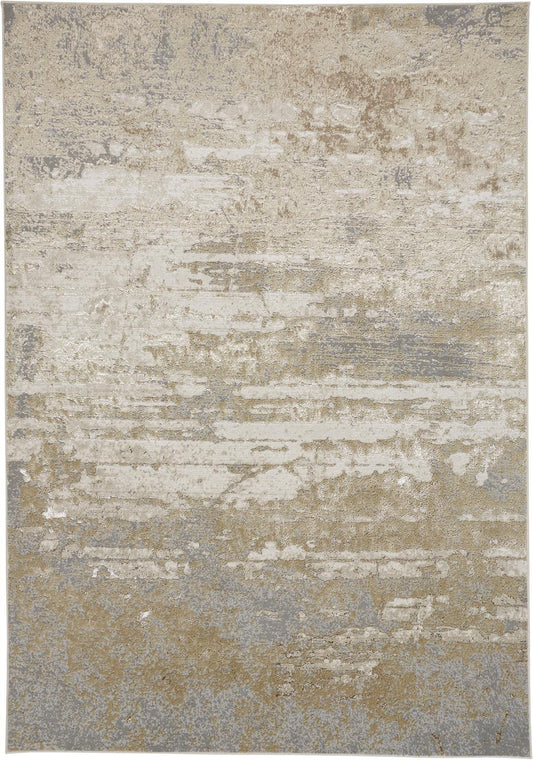 4' X 6' Ivory Gold And Gray Abstract Area Rug - 47.0" (H) x 72.0" (W) x 0.39" (D)