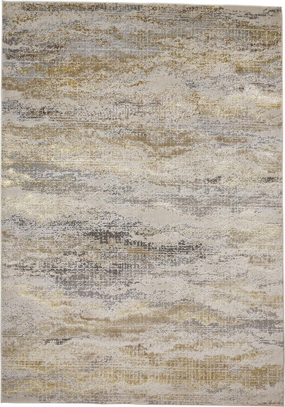 4' X 6' Gold Gray And Ivory Abstract Area Rug - 47.0" (H) x 72.0" (W) x 0.39" (D)