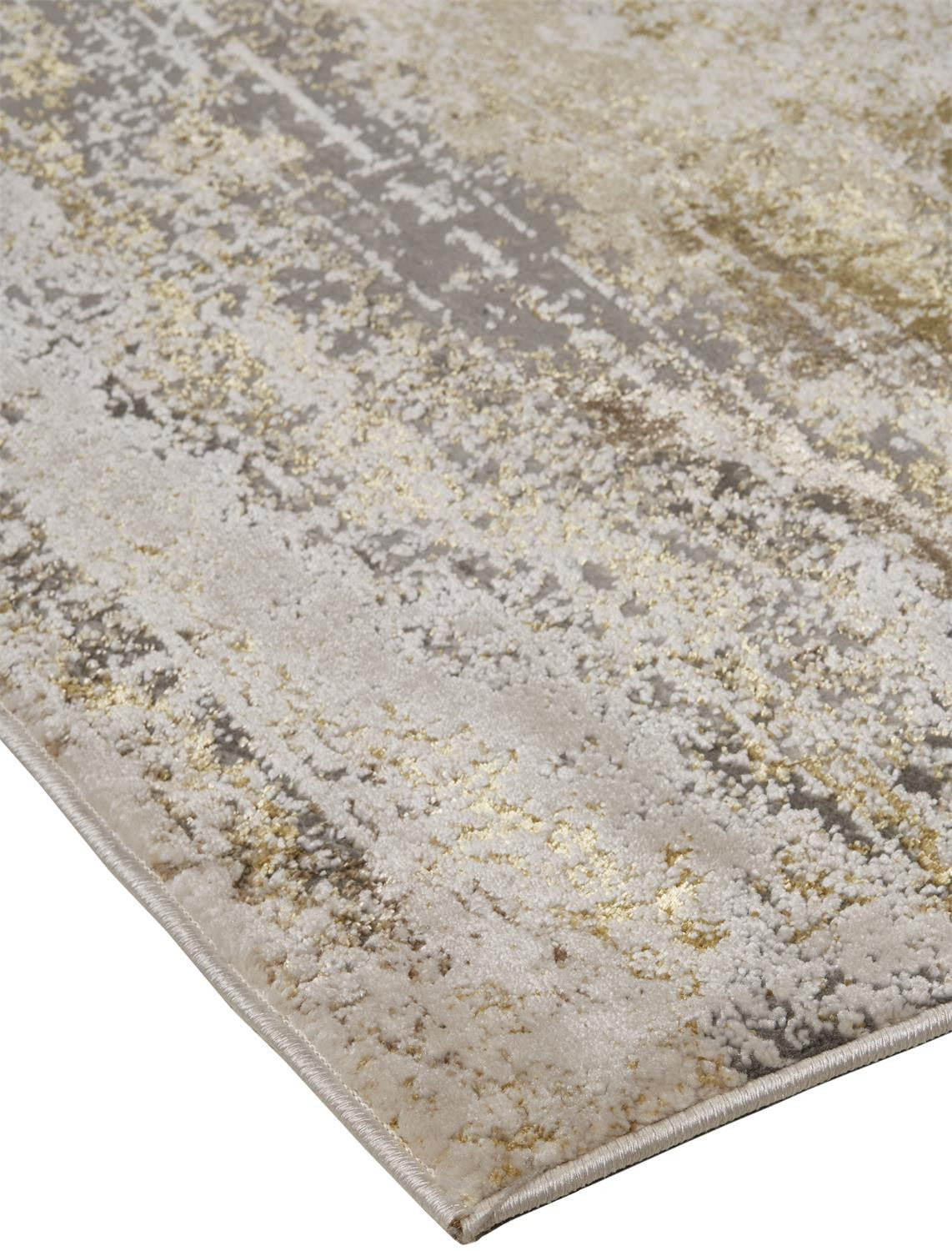 4' X 6' Gold Gray And Ivory Abstract Area Rug - 47.0" (H) x 72.0" (W) x 0.39" (D)