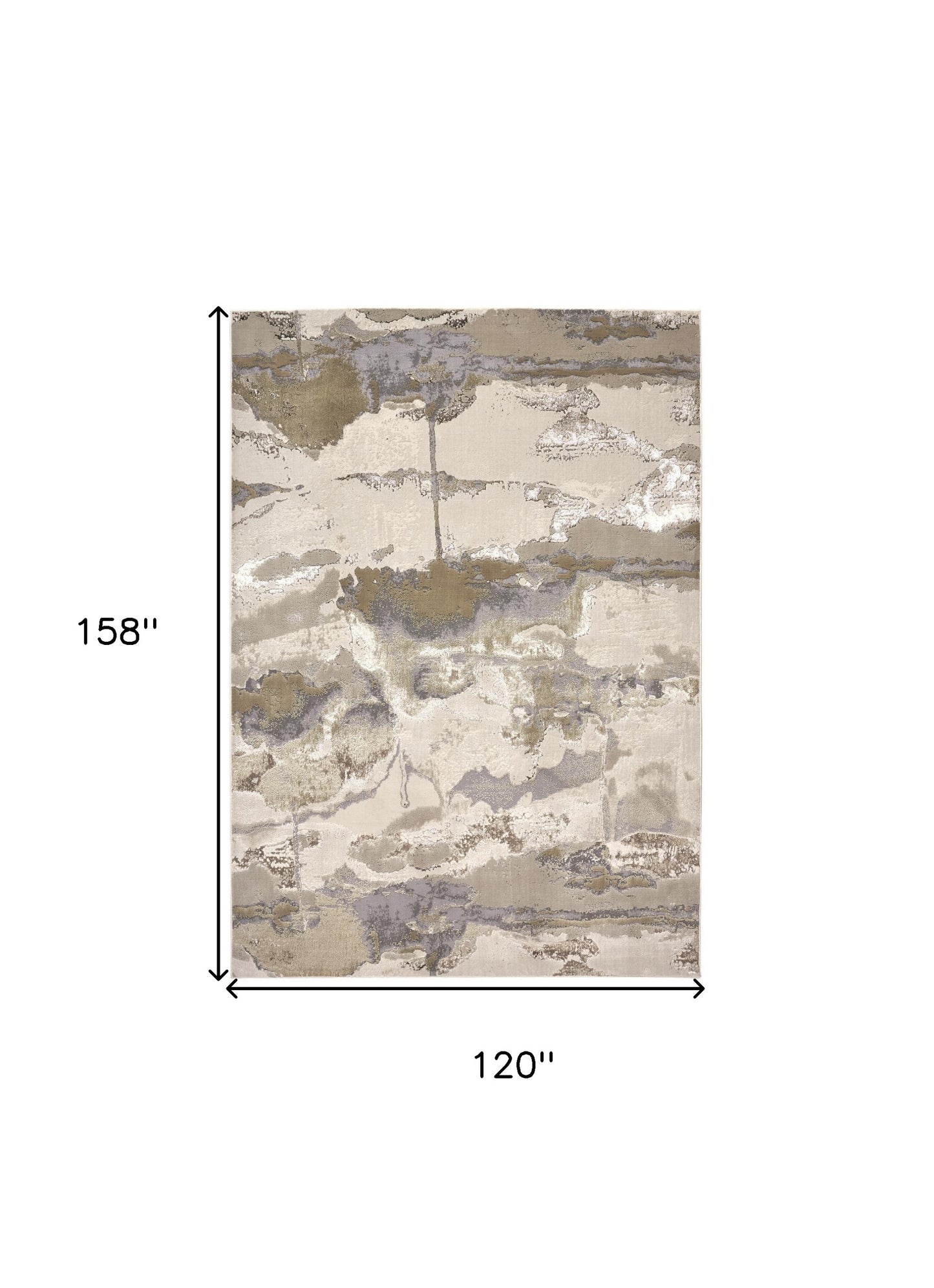 10' X 13' Gray Ivory And Gold Abstract Stain Resistant Area Rug - 24.0" (L) x 33.0" (W) x 0.5" (H)