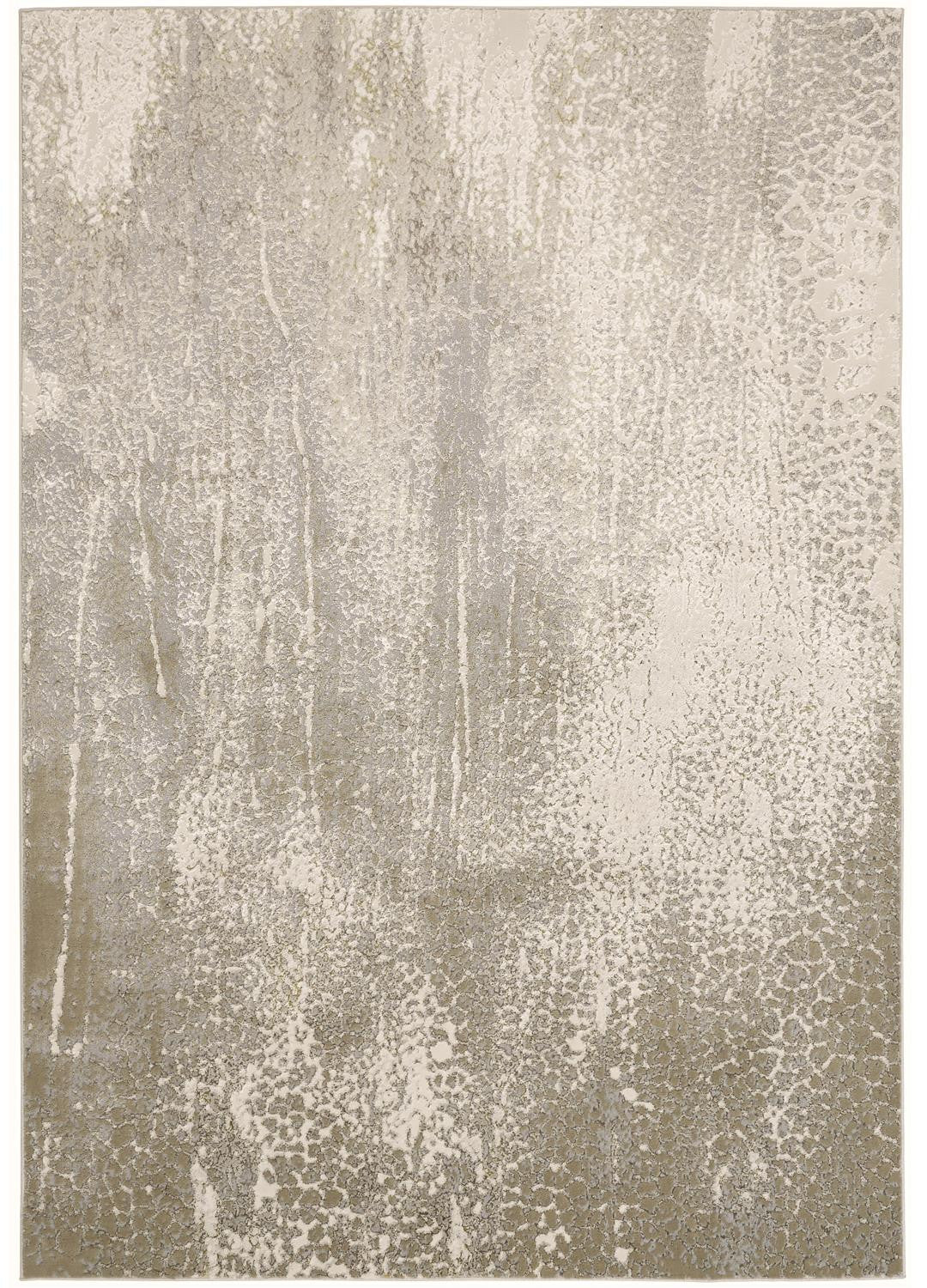 4' X 6' Ivory Gray And Gold Abstract Area Rug - 47.0" (H) x 72.0" (W) x 0.39" (D)