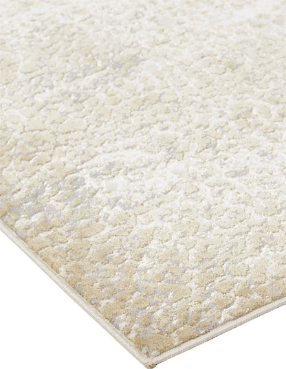 4' X 6' Ivory Gray And Gold Abstract Area Rug - 47.0" (H) x 72.0" (W) x 0.39" (D)