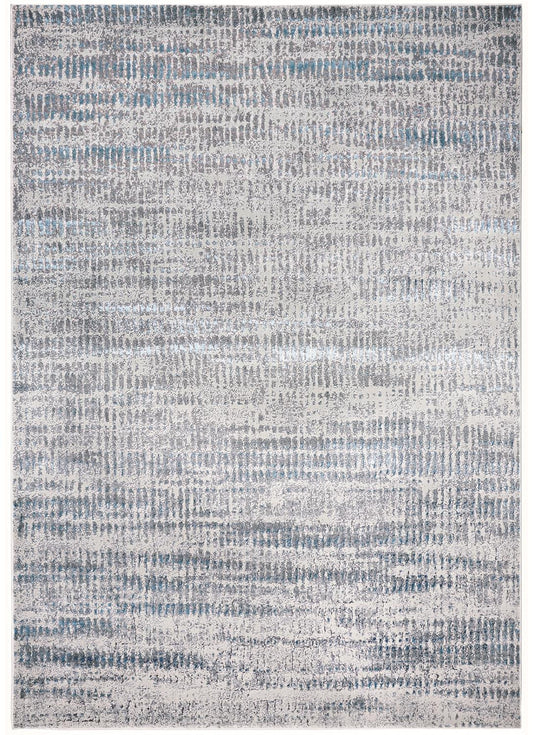 10' X 13' Blue Gray And Ivory Abstract Stain Resistant Area Rug - 32.0" (L) x 180.0" (W) x 0.6" (H)