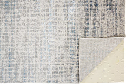 10' X 13' Blue Gray And Ivory Abstract Stain Resistant Area Rug - 32.0" (L) x 180.0" (W) x 0.6" (H)