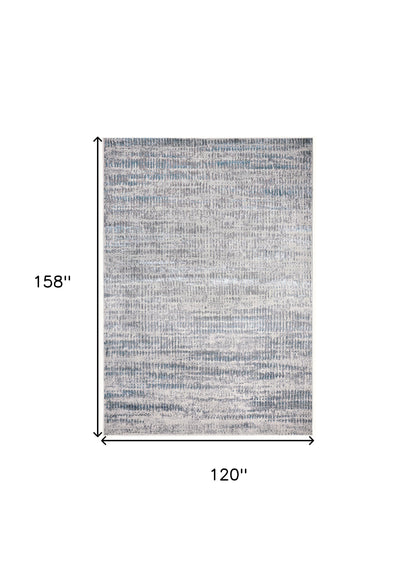 10' X 13' Blue Gray And Ivory Abstract Stain Resistant Area Rug - 32.0" (L) x 180.0" (W) x 0.6" (H)