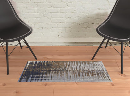 2' X 3' Blue Orange And Gray Abstract Power Loom Area Rug - 5.0" (L) x 5.0" (W) x 0.4" (H)