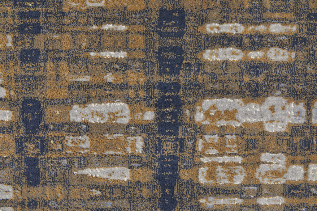 2' X 3' Blue Orange And Gray Abstract Power Loom Area Rug - 5.0" (L) x 5.0" (W) x 0.4" (H)