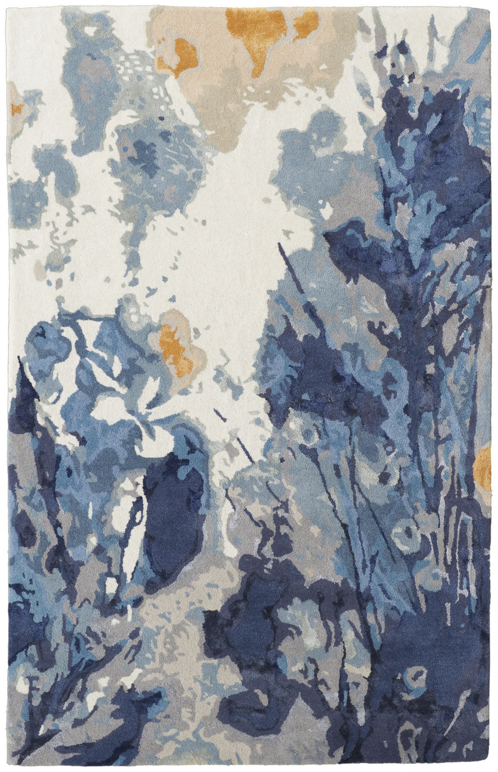 2' X 3' Blue Wool Floral Hand Tufted Area Rug - 47.24" (L) x 47.24" (W) x 0.75" (H)