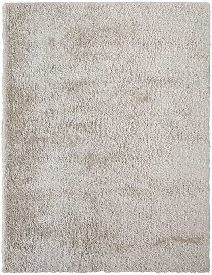 9' X 12' Ivory Shag Power Loom Stain Resistant Area Rug - 108.0" (H) x 144.0" (W) x 2.09" (D)