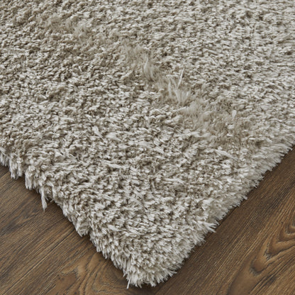 9' X 12' Ivory Shag Power Loom Stain Resistant Area Rug - 108.0" (H) x 144.0" (W) x 2.09" (D)