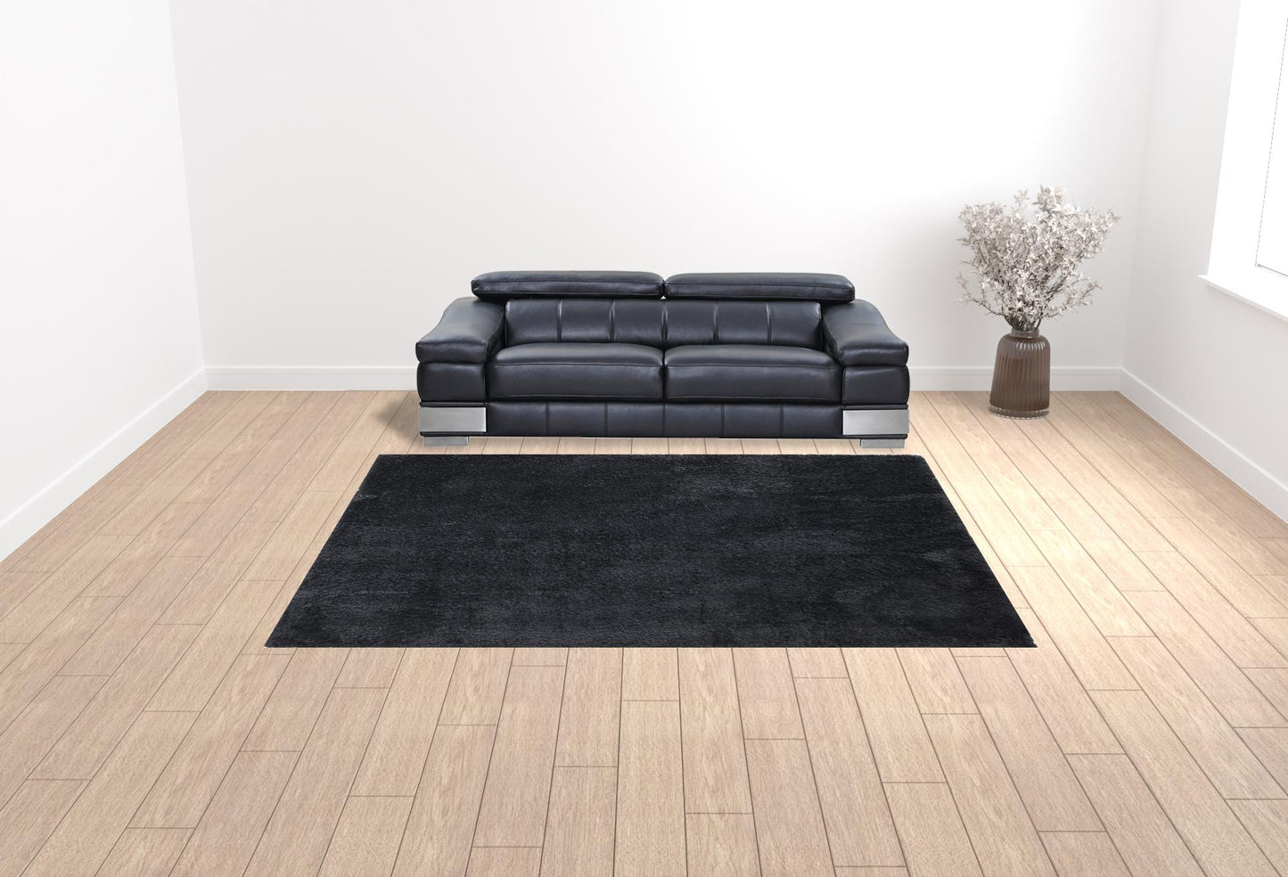 9' X 12' Black Shag Power Loom Area Rug - 108.0" (H) x 144.0" (W) x 2.09" (D)