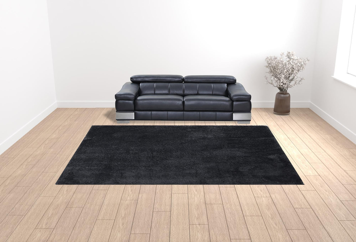 10' X 14' Black Shag Power Loom Area Rug - 20.0" (L) x 34.0" (W) x 0.39" (H)