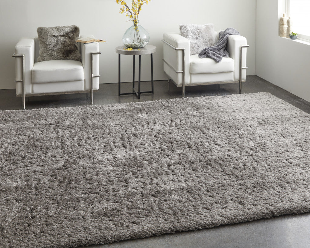 9' X 12' Gray Shag Power Loom Stain Resistant Area Rug - 108.0" (H) x 144.0" (W) x 2.09" (D)