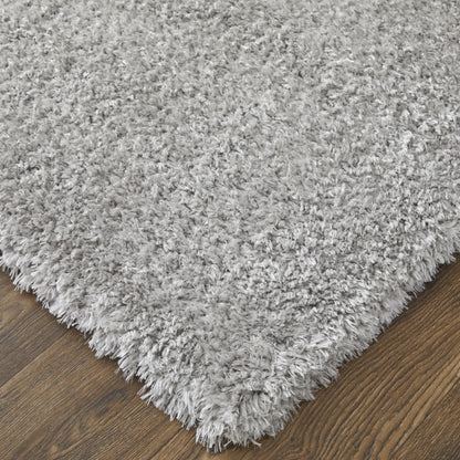 9' X 12' Silver And Gray Shag Power Loom Stain Resistant Area Rug - 108.0" (H) x 144.0" (W) x 2.09" (D)