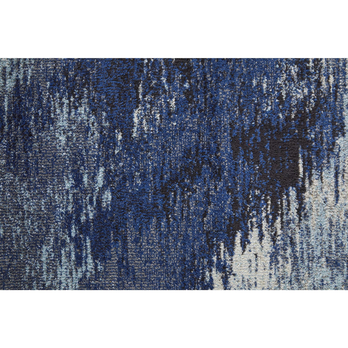 10' Blue and Ivory Abstract Power Loom Runner Rug - 26.0" (L) x 120.0" (W) x 0.28" (H)