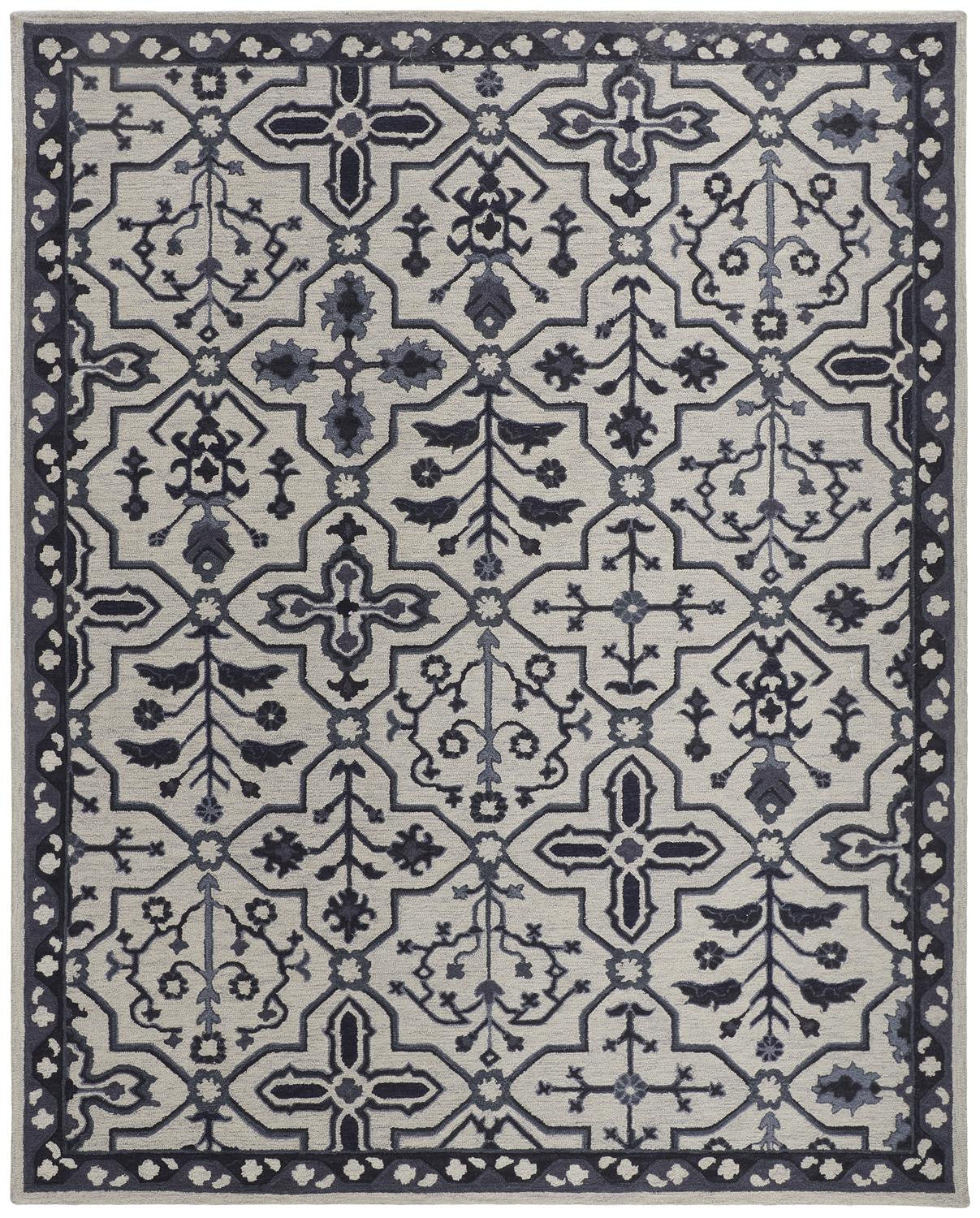 8' X 10' Taupe And Gray Wool Floral Tufted Handmade Stain Resistant Area Rug - 96.0" (H) x 120.0" (W) x 0.37" (D)