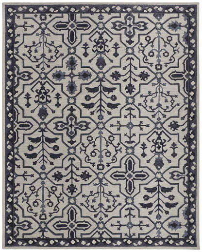 8' X 10' Taupe And Gray Wool Floral Tufted Handmade Stain Resistant Area Rug - 96.0" (H) x 120.0" (W) x 0.37" (D)