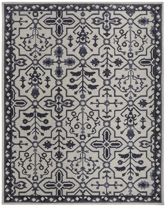 8' X 10' Taupe And Gray Wool Floral Tufted Handmade Stain Resistant Area Rug - 96.0" (H) x 120.0" (W) x 0.37" (D)