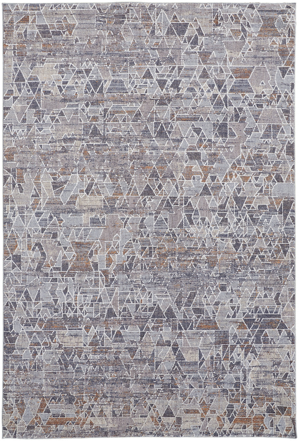 2' X 3' Gray Blue And Orange Abstract Power Loom Distressed Stain Resistant Area Rug - 48.0" (L) x 72.0" (W) x 1.0" (H) FurniFindUSA