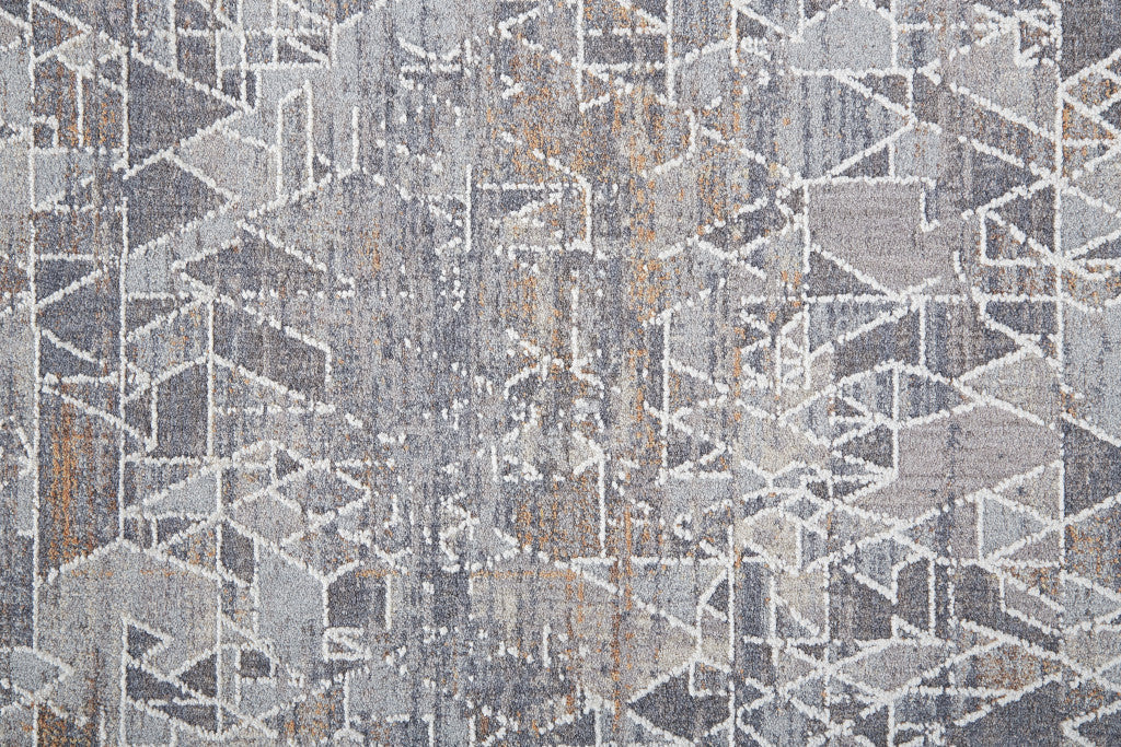 2' X 3' Gray Blue And Orange Abstract Power Loom Distressed Stain Resistant Area Rug - 48.0" (L) x 72.0" (W) x 1.0" (H) FurniFindUSA